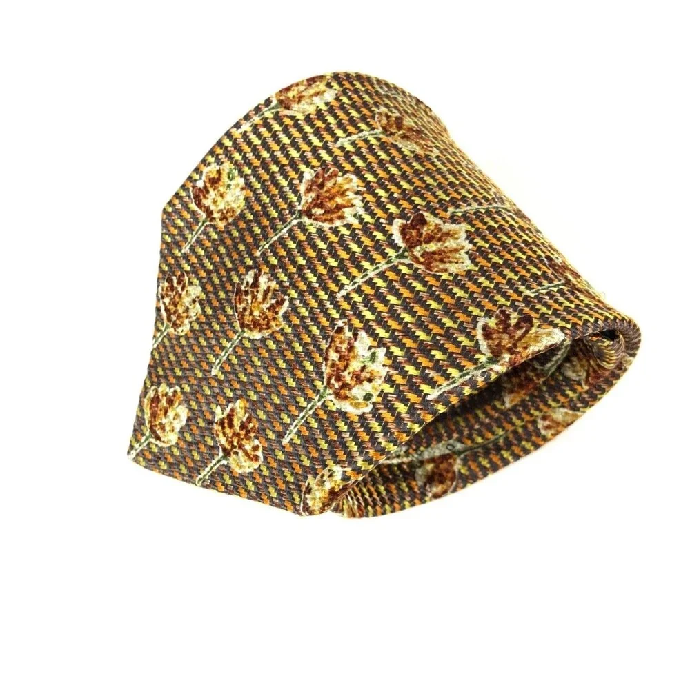 ERMENEGILDO ZEGNA Tie Brown Mix Floral Elegant Necktie Silk Made Italy 3.75x57